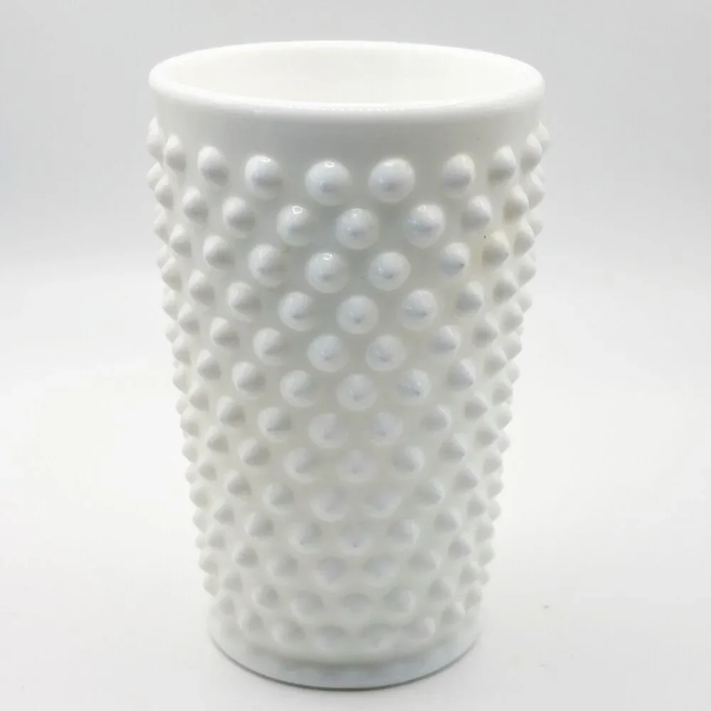 Vtg Fenton White Milk Glass Hobnail Tumbler Juice Glass Cup (2) Unmarked 4 Inch